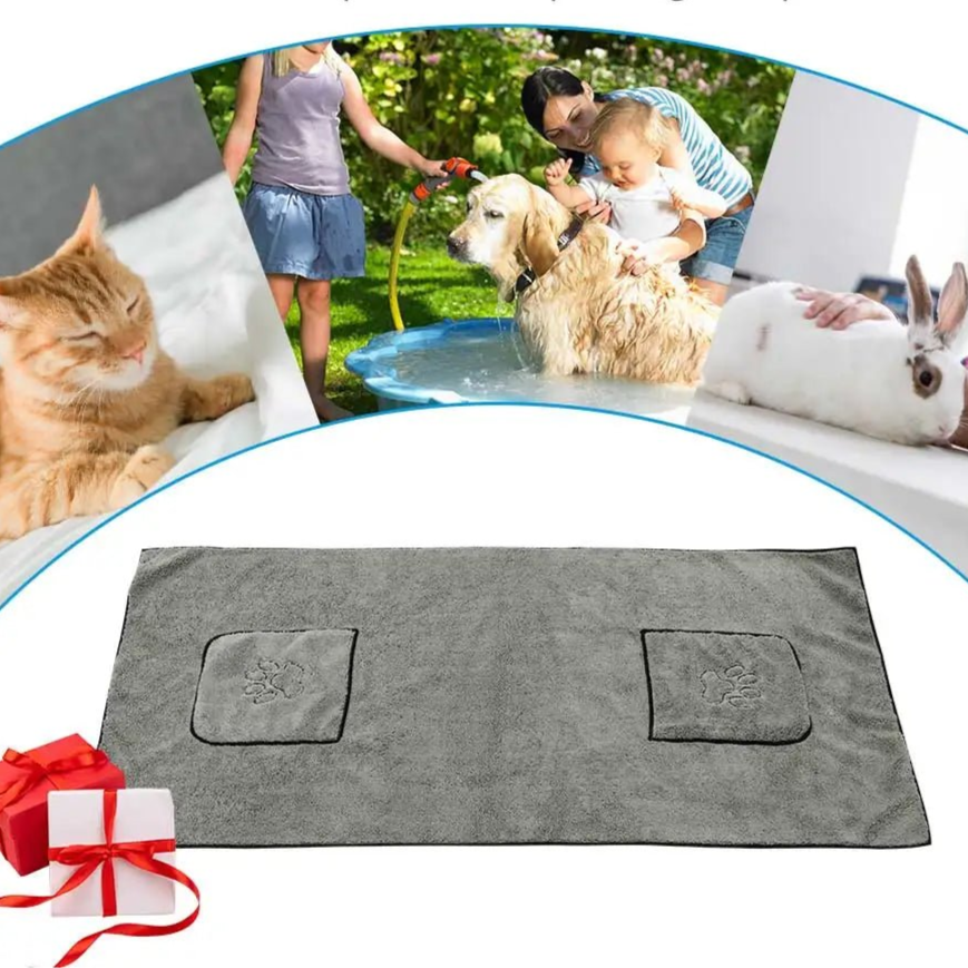 Super Absorbent Big Puppy Pet Dog Towel Bathrobe Bath Towels Quick - Drying Cat Bath Towel Bath Supplies Dog Towel Microfiber - Checkouts UK
