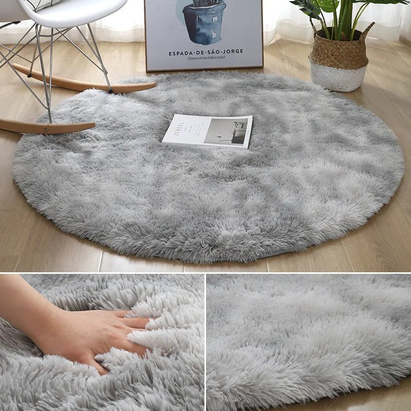 Super Soft Plush Round Rug Mat Fluffy White Carpets For Living Room Home Decor Bedroom Kid Room Decoration Salon Thick Pile Rug - Checkouts UK
