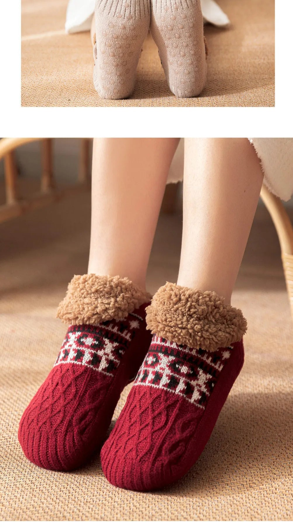 Super Warm Winter Non - slip Floor Socks Women Men Snow Socks Sleep Carpet Socks Slippers Socks Women Velvet Boot Unsiex Home Wear - Checkouts UK