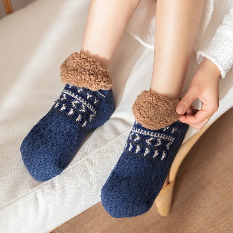 Super Warm Winter Non - slip Floor Socks Women Men Snow Socks Sleep Carpet Socks Slippers Socks Women Velvet Boot Unsiex Home Wear - Checkouts UK