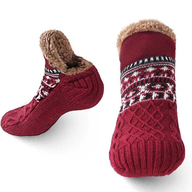 Super Warm Winter Non - slip Floor Socks Women Men Snow Socks Sleep Carpet Socks Slippers Socks Women Velvet Boot Unsiex Home Wear - Checkouts UK