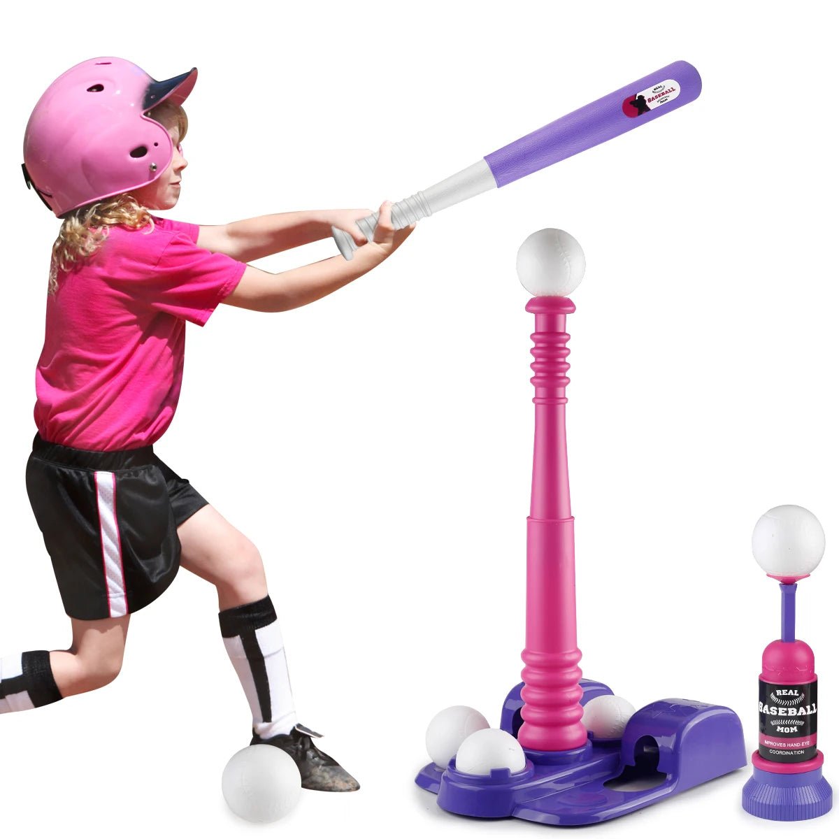 T Ball Set Toys for Kids, Kids Baseball Tee for Boys, Auto Ball Launcher, Indoor Outdoor Outside Sports Tee Ball Set Toys Gifts - Checkouts USA