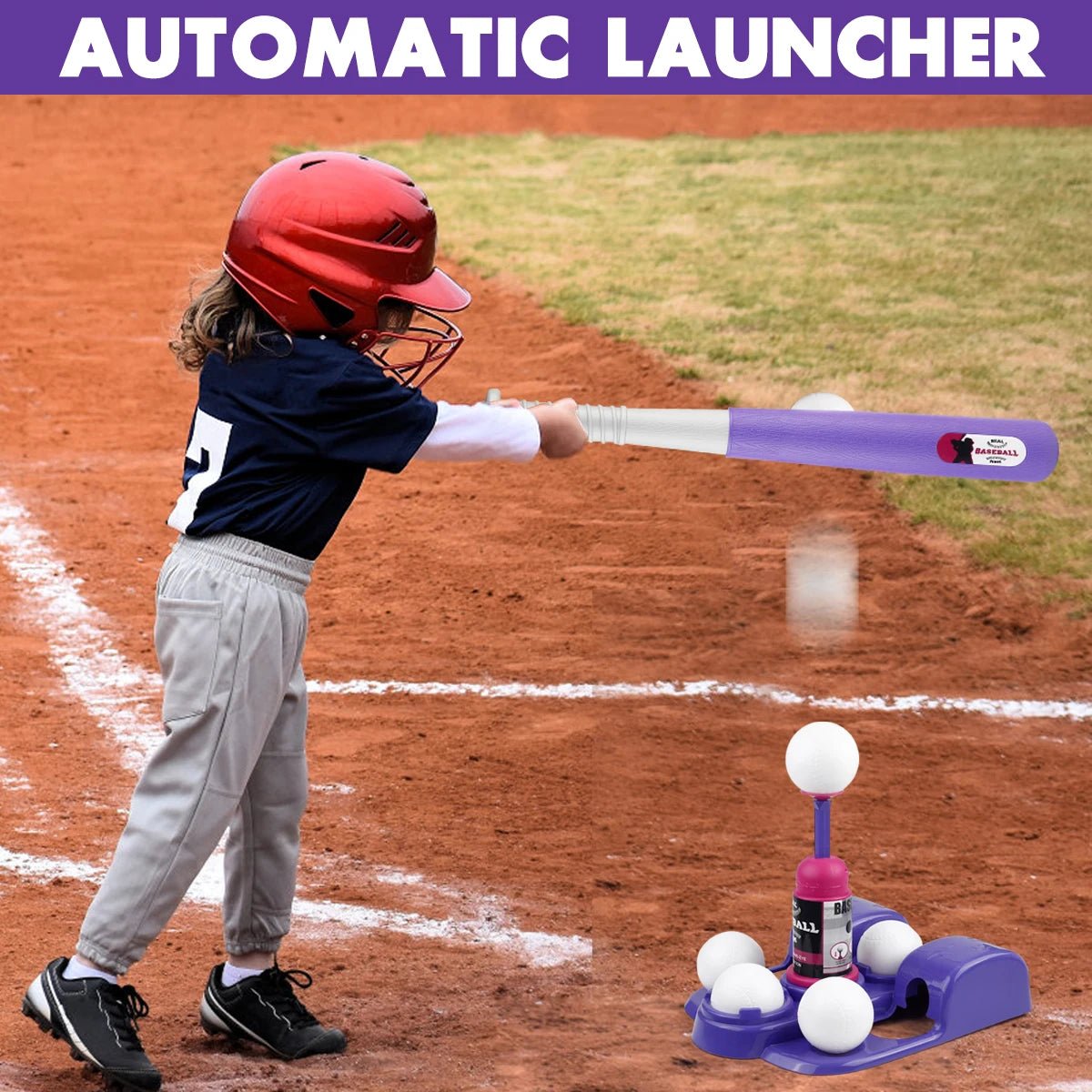 T Ball Set Toys for Kids, Kids Baseball Tee for Boys, Auto Ball Launcher, Indoor Outdoor Outside Sports Tee Ball Set Toys Gifts - Checkouts USA