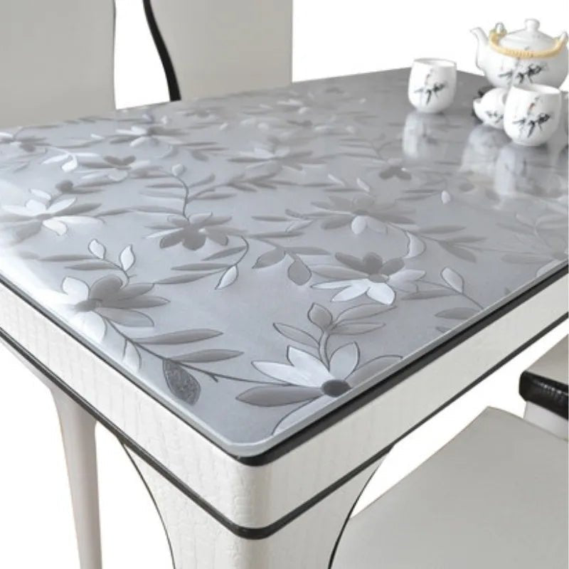 Thickened 1.0mm transparent cosmos PVC tablecloth waterproof table cover oil - proof kitchen custom soft glass protection mat - Checkouts UK