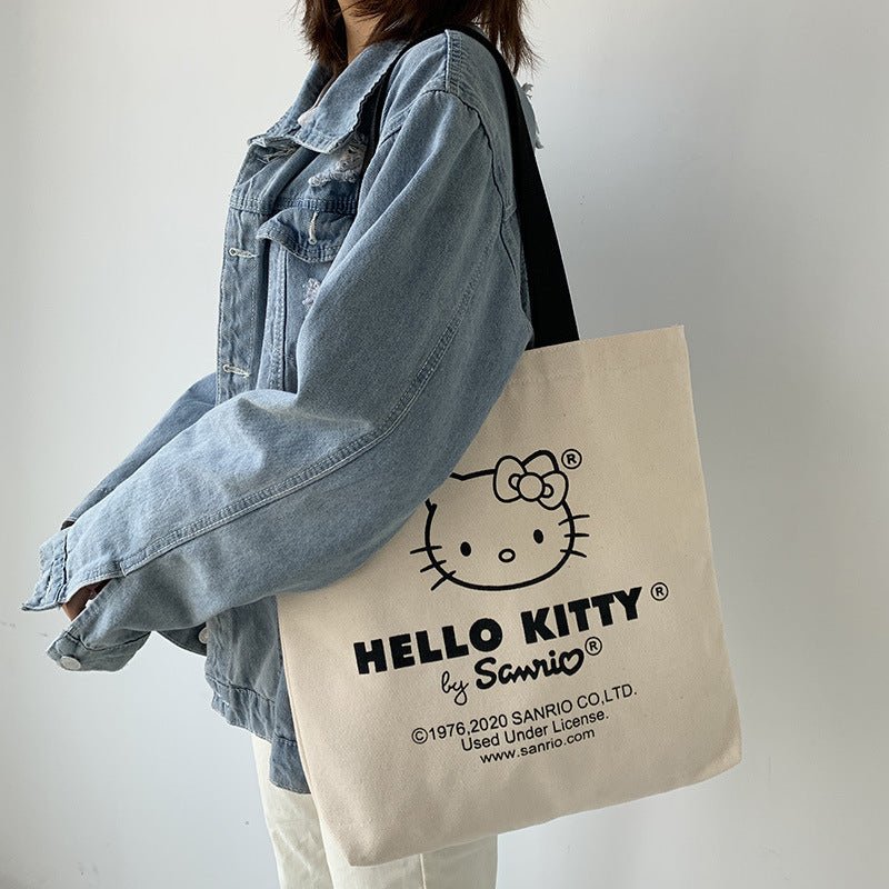 Tote Bag hello kitty Aesthetic Personalized Custom Reusable Grocery Bags Shopping Shoulder Bag cute travel tote bag - Checkouts UK
