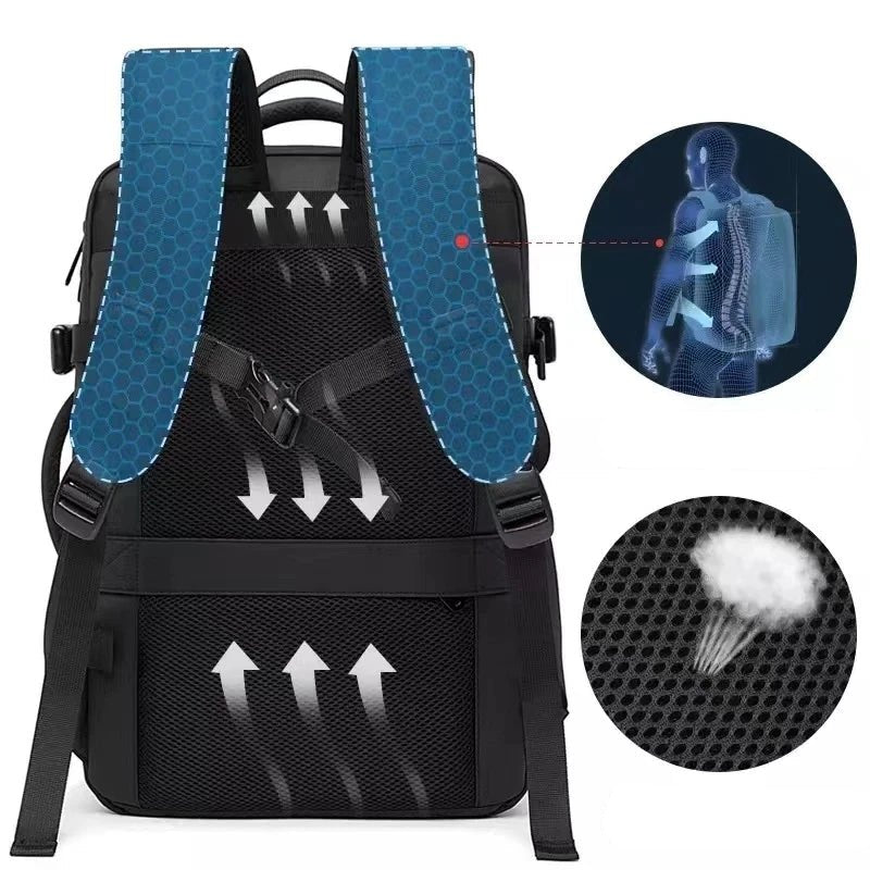 Travel Backpack Men Business Backpack School Expandable USB Bag Large Capacity 17.3 Laptop Waterproof Fashion Backpack - Checkouts UK
