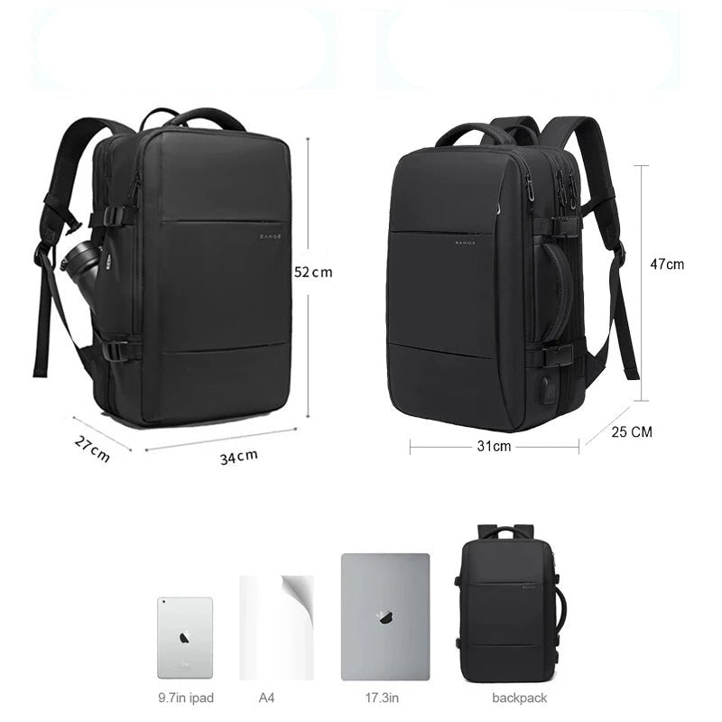 Travel Backpack Men Business Backpack School Expandable USB Bag Large Capacity 17.3 Laptop Waterproof Fashion Backpack - Checkouts UK