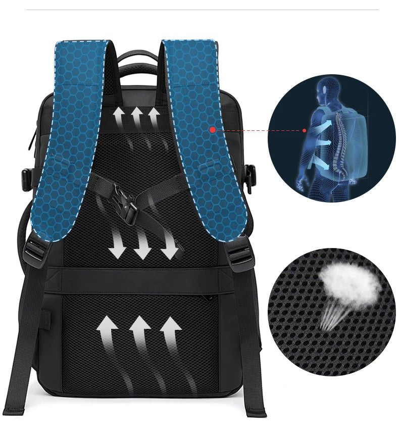 Travel Backpack Men Business Backpack School Expandable USB Bag Large Capacity 17.3 Laptop Waterproof Fashion Backpack - Checkouts UK