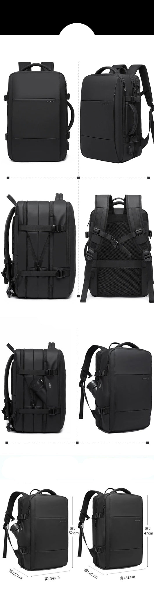 Travel Backpack Men Business Backpack School Expandable USB Bag Large Capacity 17.3 Laptop Waterproof Fashion Backpack - Checkouts UK