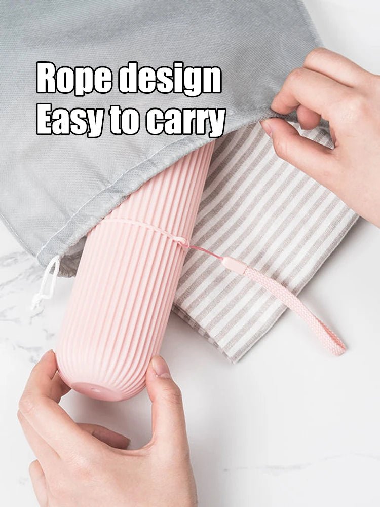 Travel Toothbrush Box Vertical Stripe Portable Mouthwash Cup Brushing Cup Washing Cup Toothware Box Toothpaste Storage Cartridge - Checkouts UK