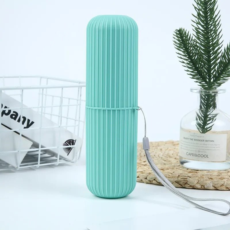 Travel Toothbrush Box Vertical Stripe Portable Mouthwash Cup Brushing Cup Washing Cup Toothware Box Toothpaste Storage Cartridge - Checkouts UK