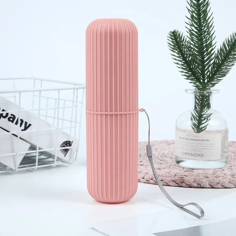 Travel Toothbrush Box Vertical Stripe Portable Mouthwash Cup Brushing Cup Washing Cup Toothware Box Toothpaste Storage Cartridge - Checkouts UK