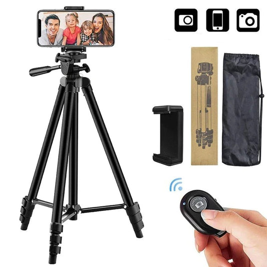Tripod For Phone Camera Tripod Stand with Bluetooth Remote Phone Holder Lightweight Universal Photography For Xiaomi Huawei DSLR - Checkouts UK