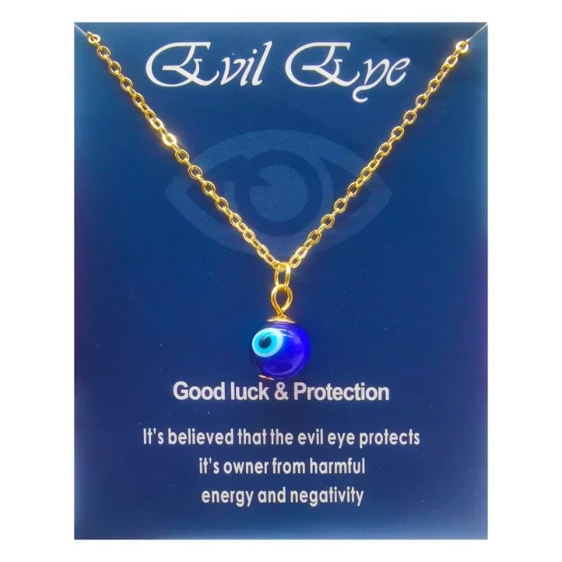 Turkey Blue Evil Eye Necklace for Women Stainless Steel Chokers Pendant Chains Clavicle Ethnic Boho Lucky Fashion Jewelry Gifts - Checkouts UK