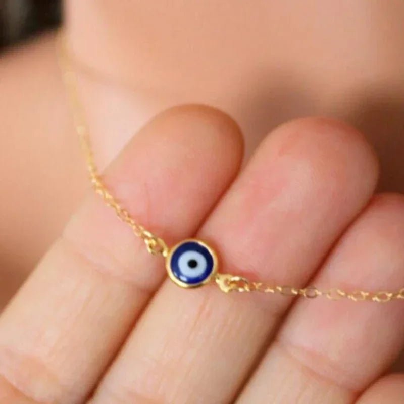 Turkey Blue Evil Eye Necklace for Women Stainless Steel Chokers Pendant Chains Clavicle Ethnic Boho Lucky Fashion Jewelry Gifts - Checkouts UK