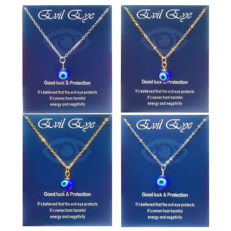 Turkey Blue Evil Eye Necklace for Women Stainless Steel Chokers Pendant Chains Clavicle Ethnic Boho Lucky Fashion Jewelry Gifts - Checkouts UK