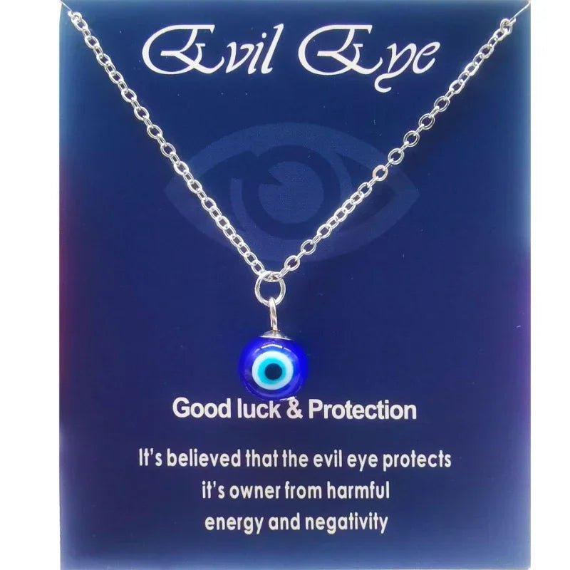 Turkey Blue Evil Eye Necklace for Women Stainless Steel Chokers Pendant Chains Clavicle Ethnic Boho Lucky Fashion Jewelry Gifts - Checkouts UK