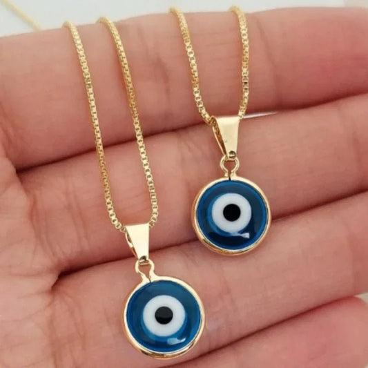 Turkey Blue Evil Eye Necklace for Women Stainless Steel Chokers Pendant Chains Clavicle Ethnic Boho Lucky Fashion Jewelry Gifts - Checkouts UK