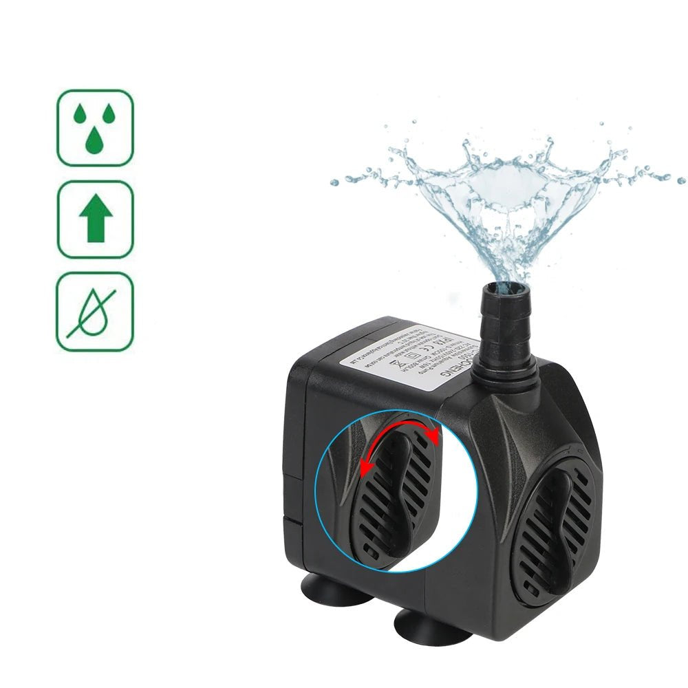 Ultra - quiet Water Pump with 12 LED Light for Garden Aquarium Fish Tank Bird Bath Fountain with Power Cord Submersible Fountain - Checkouts UK