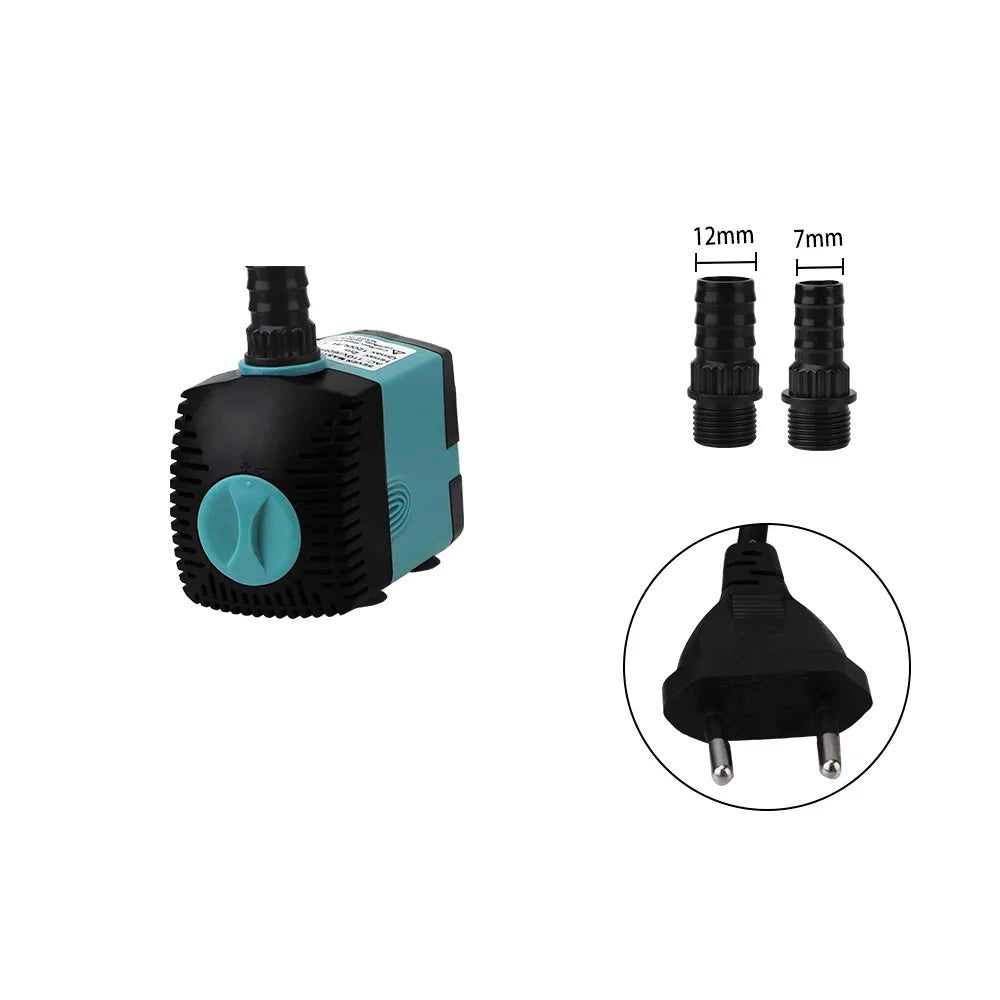Ultra - quiet Water Pump with 12 LED Light for Garden Aquarium Fish Tank Bird Bath Fountain with Power Cord Submersible Fountain - Checkouts UK