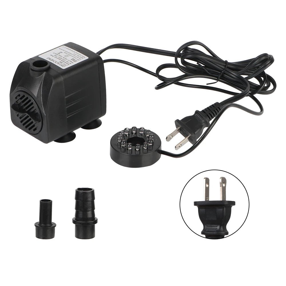 Ultra - quiet Water Pump with 12 LED Light for Garden Aquarium Fish Tank Bird Bath Fountain with Power Cord Submersible Fountain - Checkouts UK