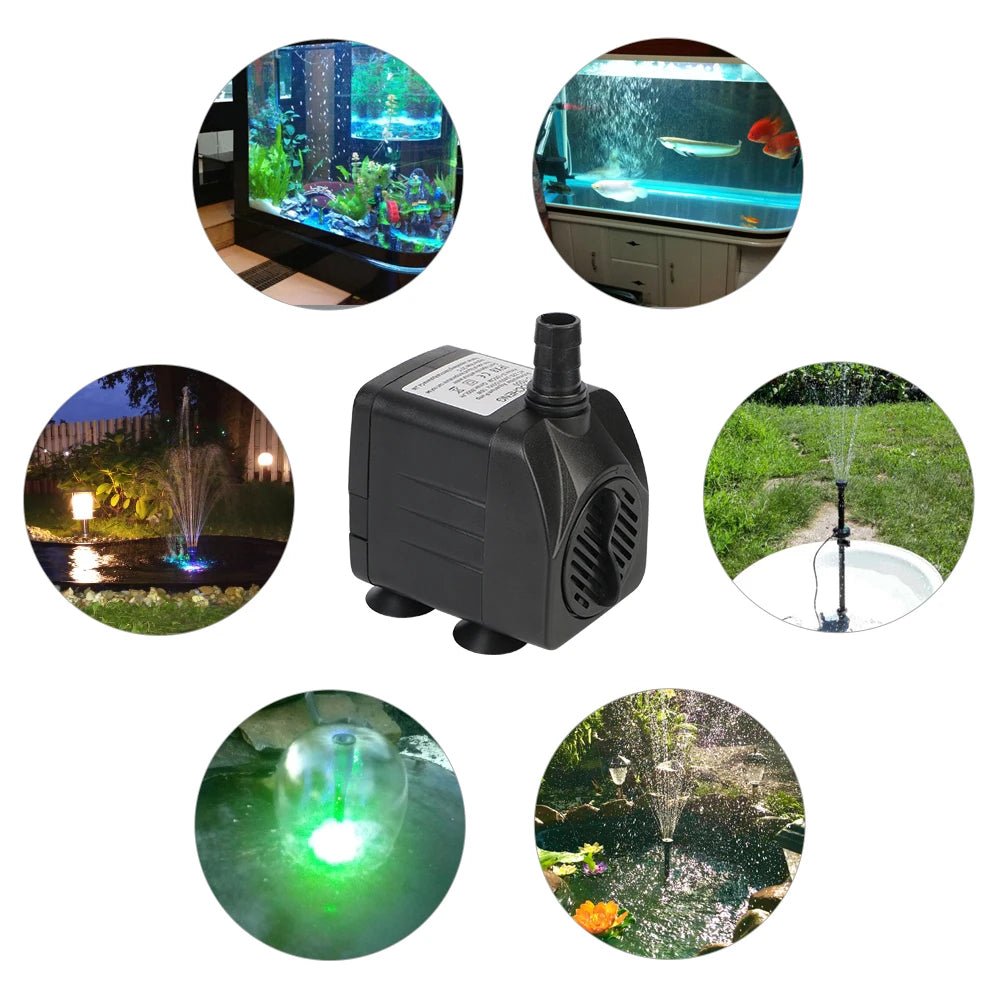 Ultra - quiet Water Pump with 12 LED Light for Garden Aquarium Fish Tank Bird Bath Fountain with Power Cord Submersible Fountain - Checkouts UK