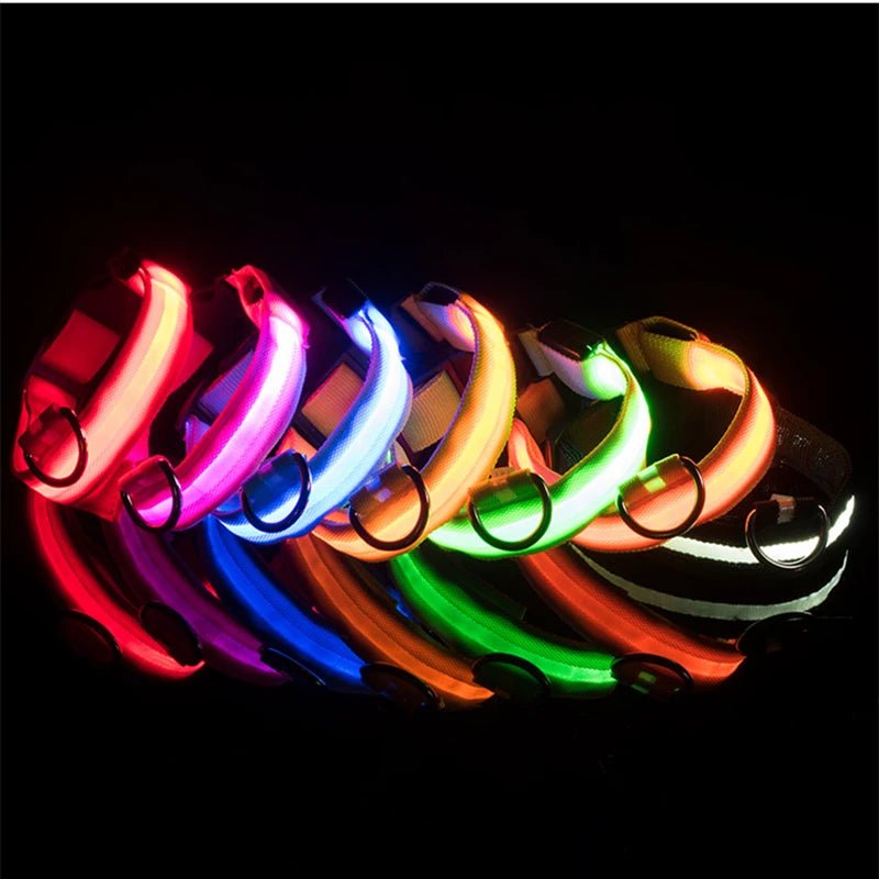 USB Rechargeable Luminous Collar Adjustable Led Glowing Dog Collar for Large Small Dogs Cat Night Light Collar Pet Safety Harnes - Checkouts UK