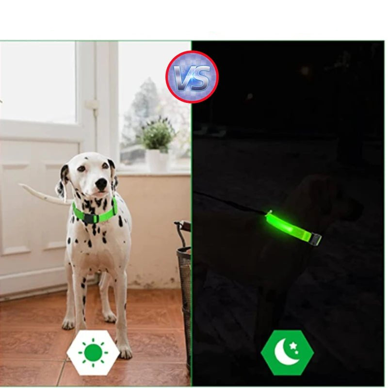 USB Rechargeable Luminous Collar Adjustable Led Glowing Dog Collar for Large Small Dogs Cat Night Light Collar Pet Safety Harnes - Checkouts UK