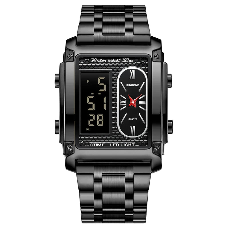 UTHAI H37 Fashion Square Double Screen Digital Watch for Men Light Luxury Leisure Sports Waterproof Men's Quartz Watch - Checkouts USA