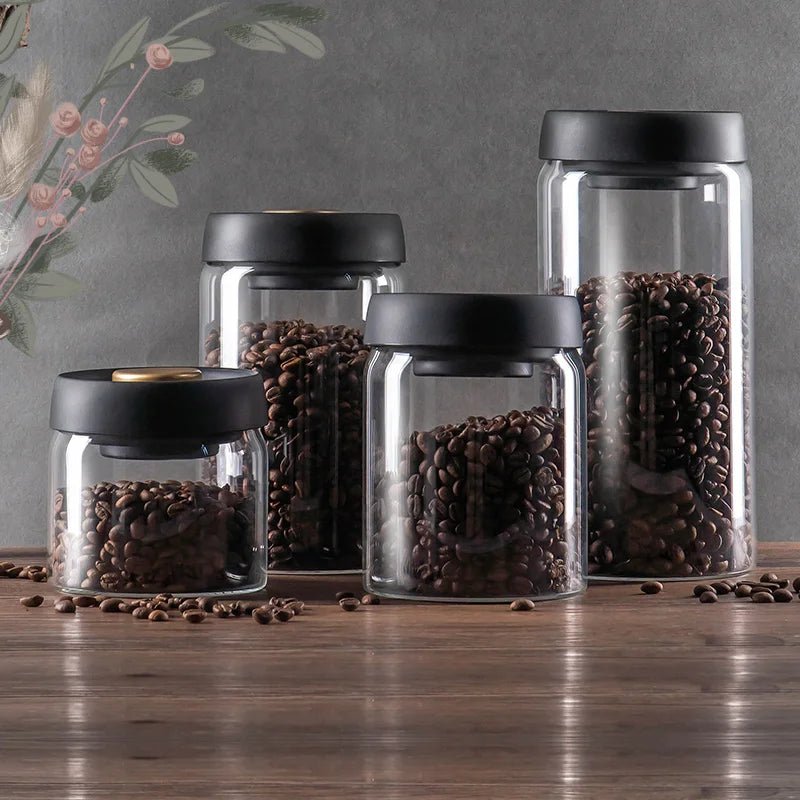 Vacuum Sealed Jug Coffee Beans Glass Airtight Canister Food Grains Candy Keep Fresh Storage Jar Kitchen Accessories - Checkouts UK