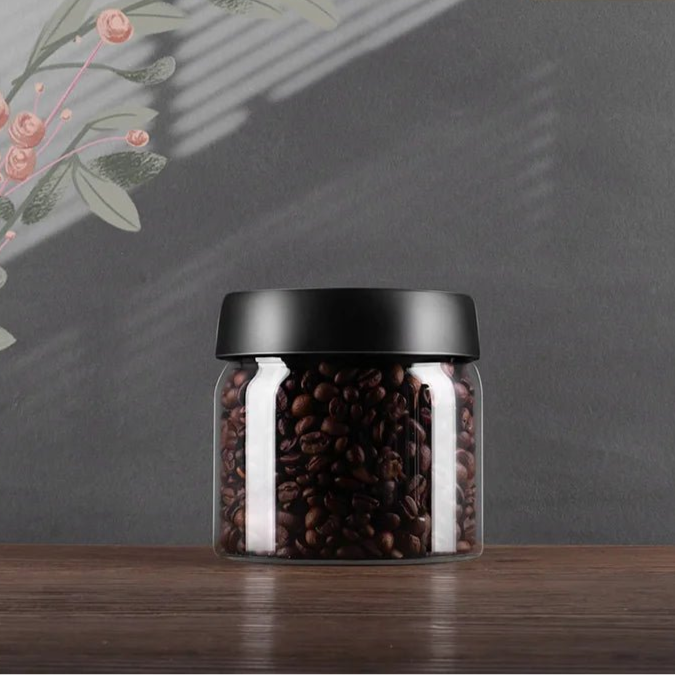 Vacuum Sealed Jug Coffee Beans Glass Airtight Canister Food Grains Candy Keep Fresh Storage Jar Kitchen Accessories - Checkouts UK