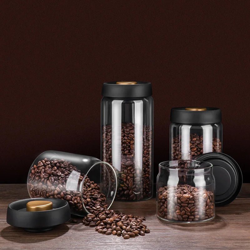 Vacuum Sealed Jug Coffee Beans Glass Airtight Canister Food Grains Candy Keep Fresh Storage Jar Kitchen Accessories - Checkouts UK