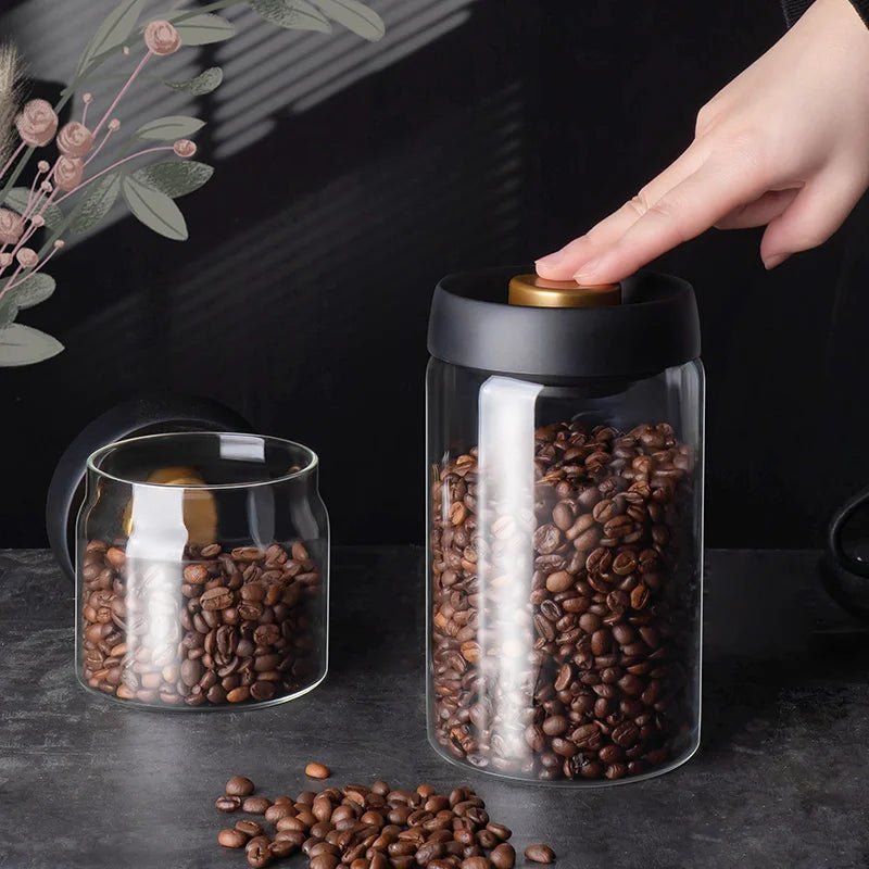 Vacuum Sealed Jug Coffee Beans Glass Airtight Canister Food Grains Candy Keep Fresh Storage Jar Kitchen Accessories - Checkouts UK