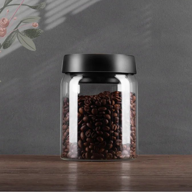 Vacuum Sealed Jug Coffee Beans Glass Airtight Canister Food Grains Candy Keep Fresh Storage Jar Kitchen Accessories - Checkouts UK