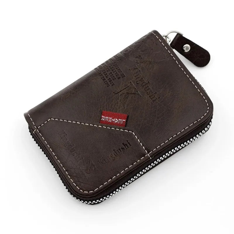 Vintage Style Compact PU Leather Wallet - Multiple Card Slots, Portable Credit Card Holder - Checkouts UK