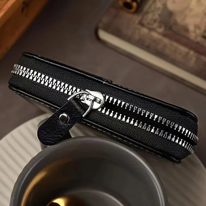 Vintage Style Compact PU Leather Wallet - Multiple Card Slots, Portable Credit Card Holder - Checkouts UK