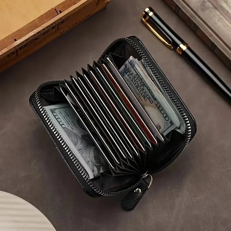 Vintage Style Compact PU Leather Wallet - Multiple Card Slots, Portable Credit Card Holder - Checkouts UK