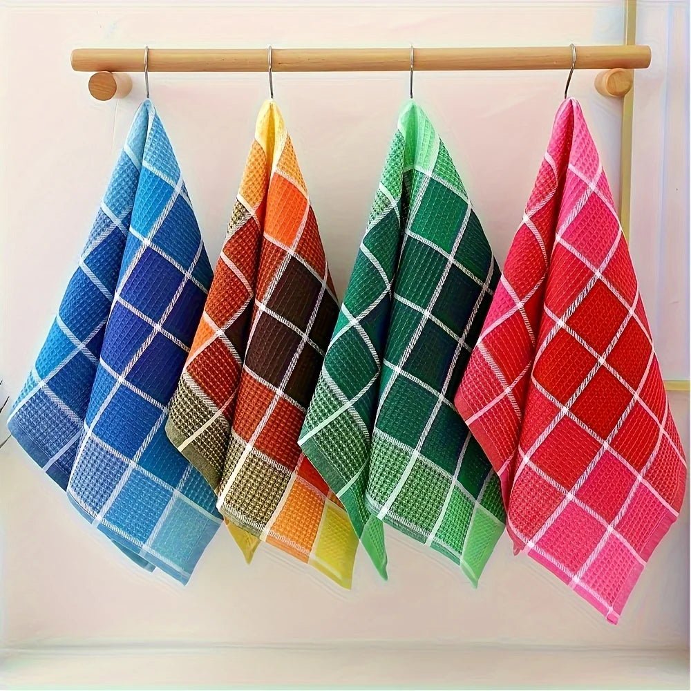 Waffle Large Dishcloth Super Absorbent Kitchen Towels Colorful Dish Towels for Washing Drying Dishes Home Durable Tea Towels - Checkouts UK