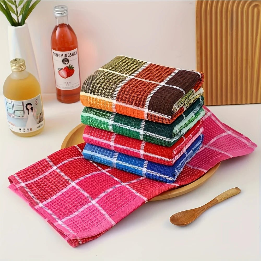 Waffle Large Dishcloth Super Absorbent Kitchen Towels Colorful Dish Towels for Washing Drying Dishes Home Durable Tea Towels - Checkouts UK