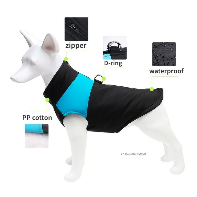 Waterproof Warm Dog Clothes Pet Coat Winter Vest Padded Zipper Jacket Dog Clothing for Small Medium Big Dogs Outfit - Checkouts UK