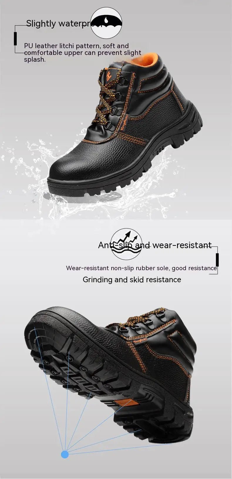 Wear - resisting Men Work Safety Boots Anti - smash Anti - puncture Work Sneakers Waterproof Boots Indestructible Protective Work Boot - Checkouts USA