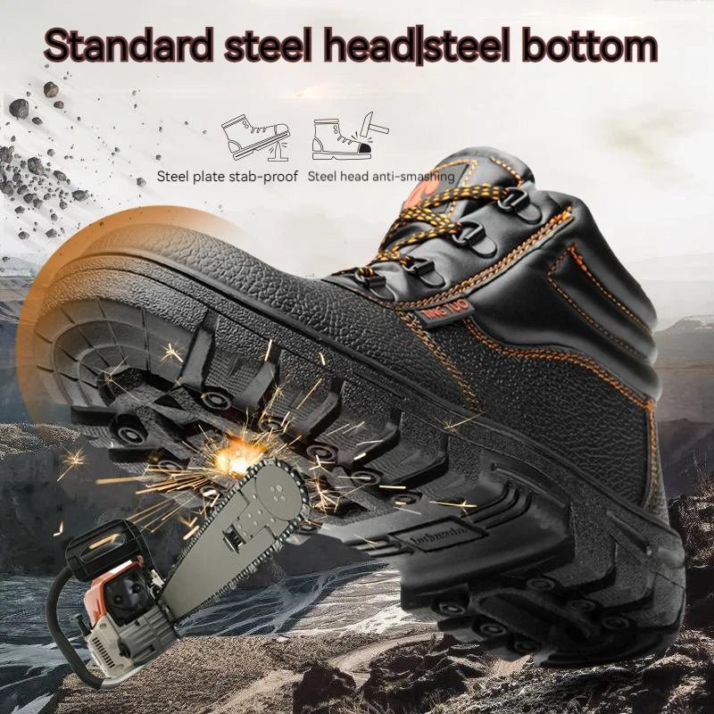 Wear - resisting Men Work Safety Boots Anti - smash Anti - puncture Work Sneakers Waterproof Boots Indestructible Protective Work Boot - Checkouts USA