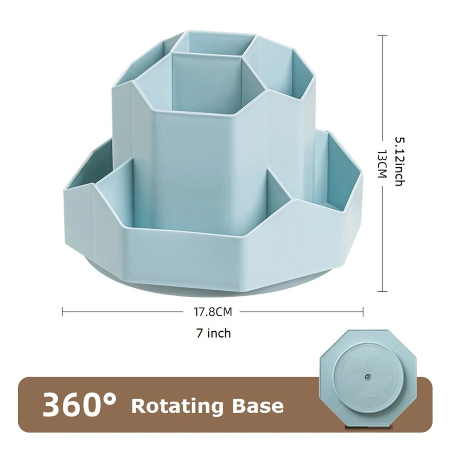 White/Pink Pen Stand 360°Rotatable Pen Holder Large Capacity Desk Pencil Storage Box 9 - Grid Stationery Organizer School Office - Checkouts USA