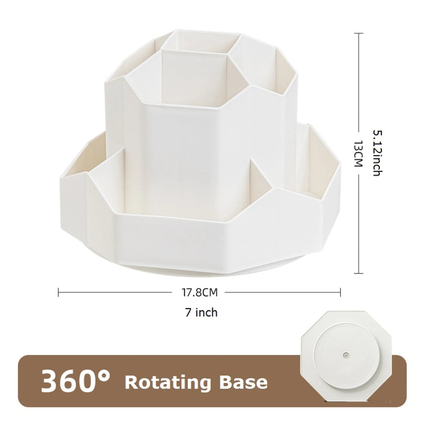 White/Pink Pen Stand 360°Rotatable Pen Holder Large Capacity Desk Pencil Storage Box 9 - Grid Stationery Organizer School Office - Checkouts USA