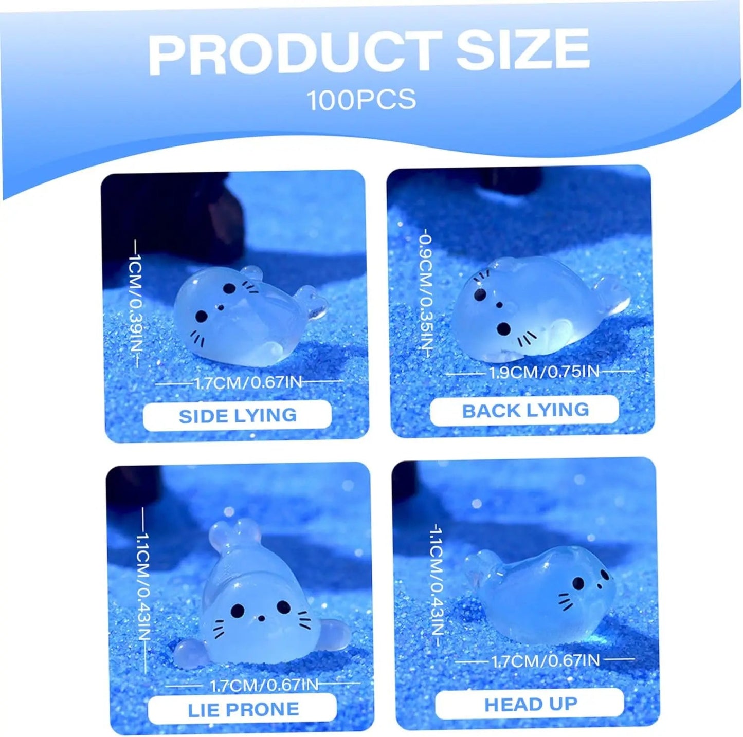 Wholesale Bulk 100/50Pcs Kawaii Luminous Mini Seal Pup Resin Glow At Night Marine Animal Figurines Ornament Fairy Garden DIY Accessories - Furbury