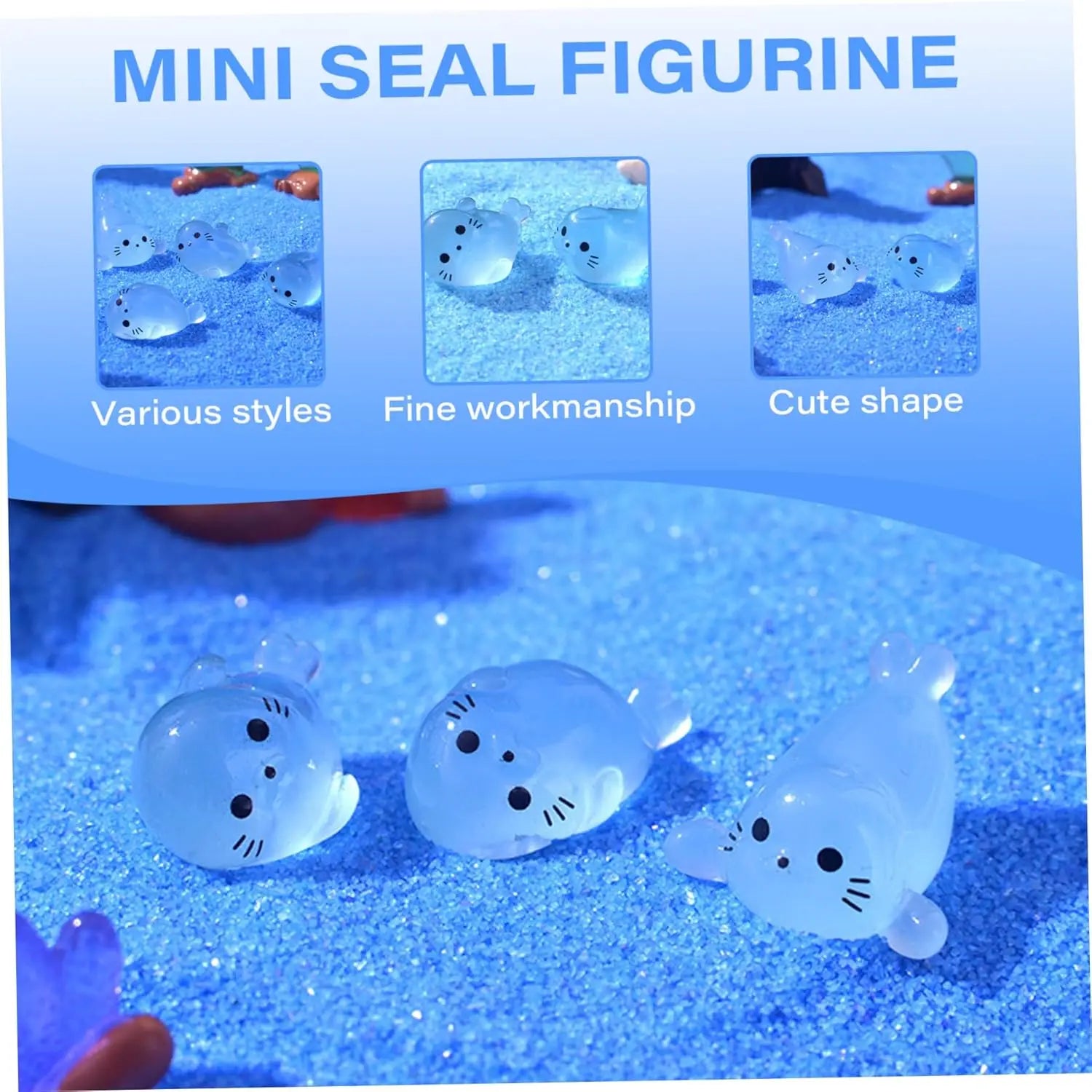 Wholesale Bulk 100/50Pcs Kawaii Luminous Mini Seal Pup Resin Glow At Night Marine Animal Figurines Ornament Fairy Garden DIY Accessories - Furbury