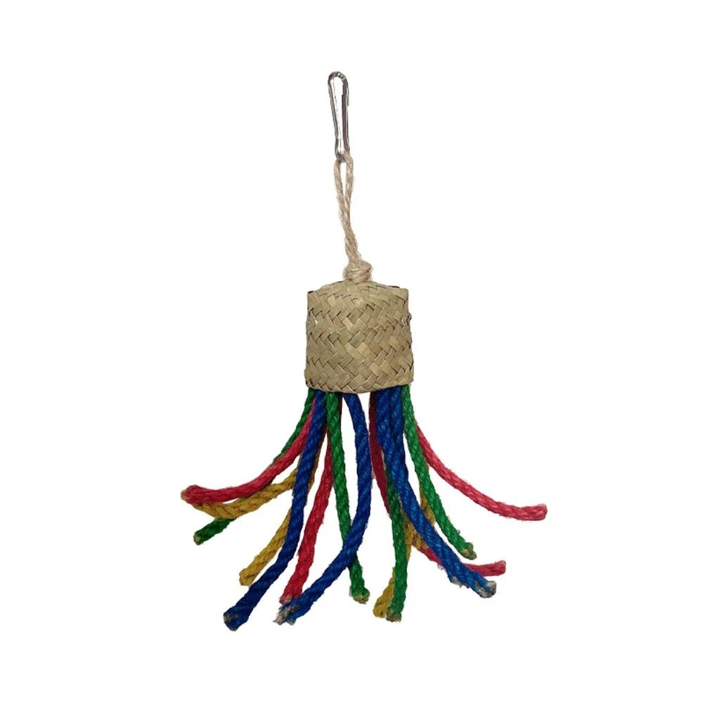 Wholesale Bulk 1pc Colorful Rattan Bird Chewing Toys Parrot Shredder Bite Hanging Toy Swing Cage Accessories for Pet Cockatiel Budgies Lovebird - Furbury