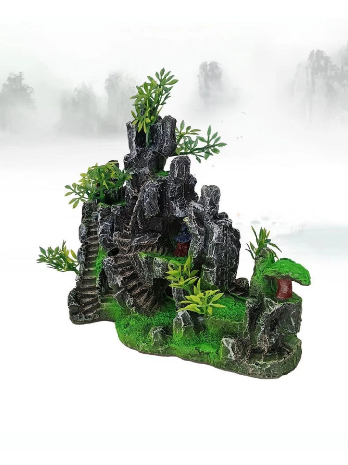 Wholesale Bulk 1Pcs NEW Aquarium Mountain Rockery Landscape View Decoration Hill Hanging Bridge View Ornament Resin Fish Tank Decoration Large - Furbury