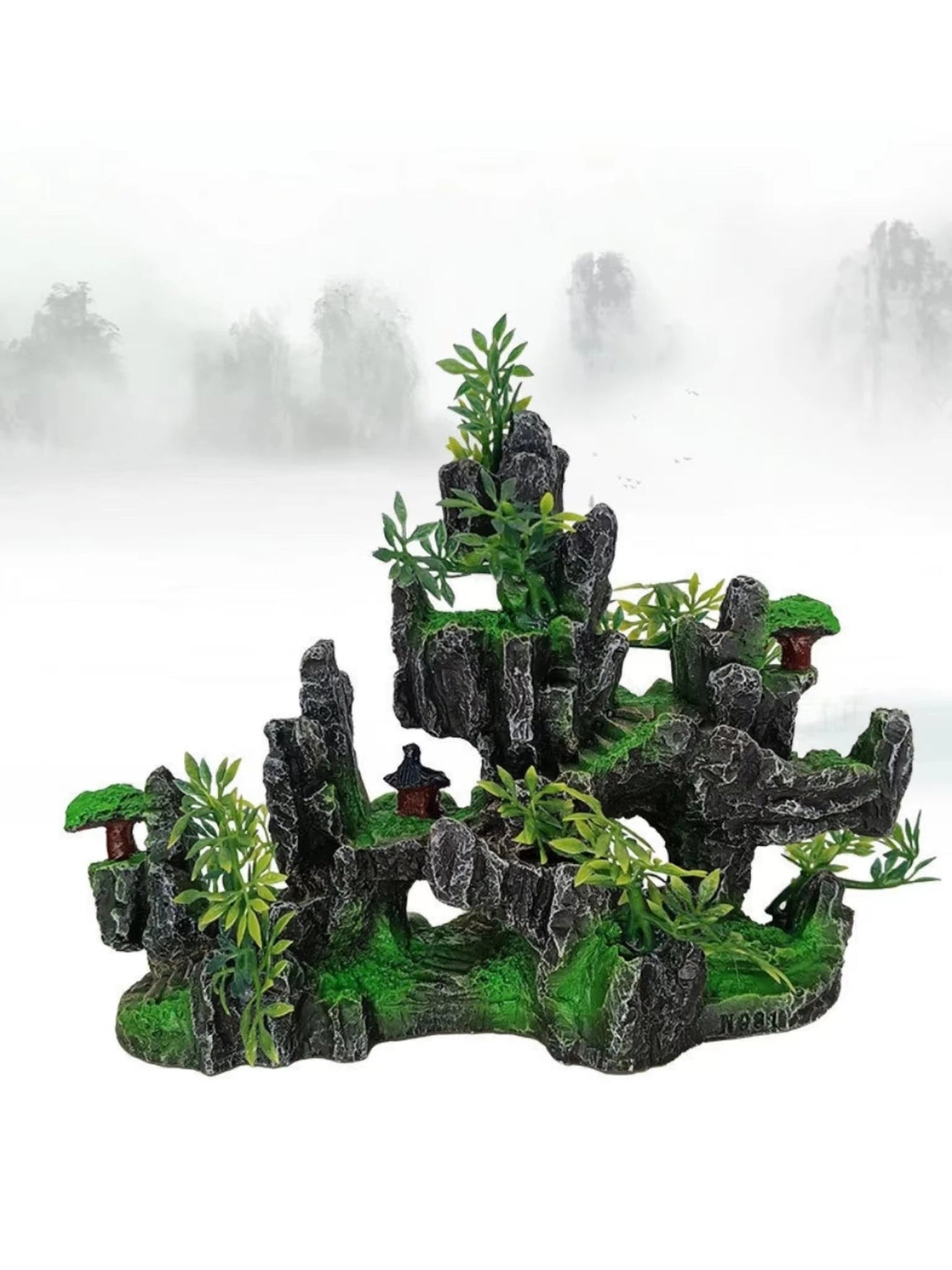 Wholesale Bulk 1Pcs NEW Aquarium Mountain Rockery Landscape View Decoration Hill Hanging Bridge View Ornament Resin Fish Tank Decoration Large - Furbury