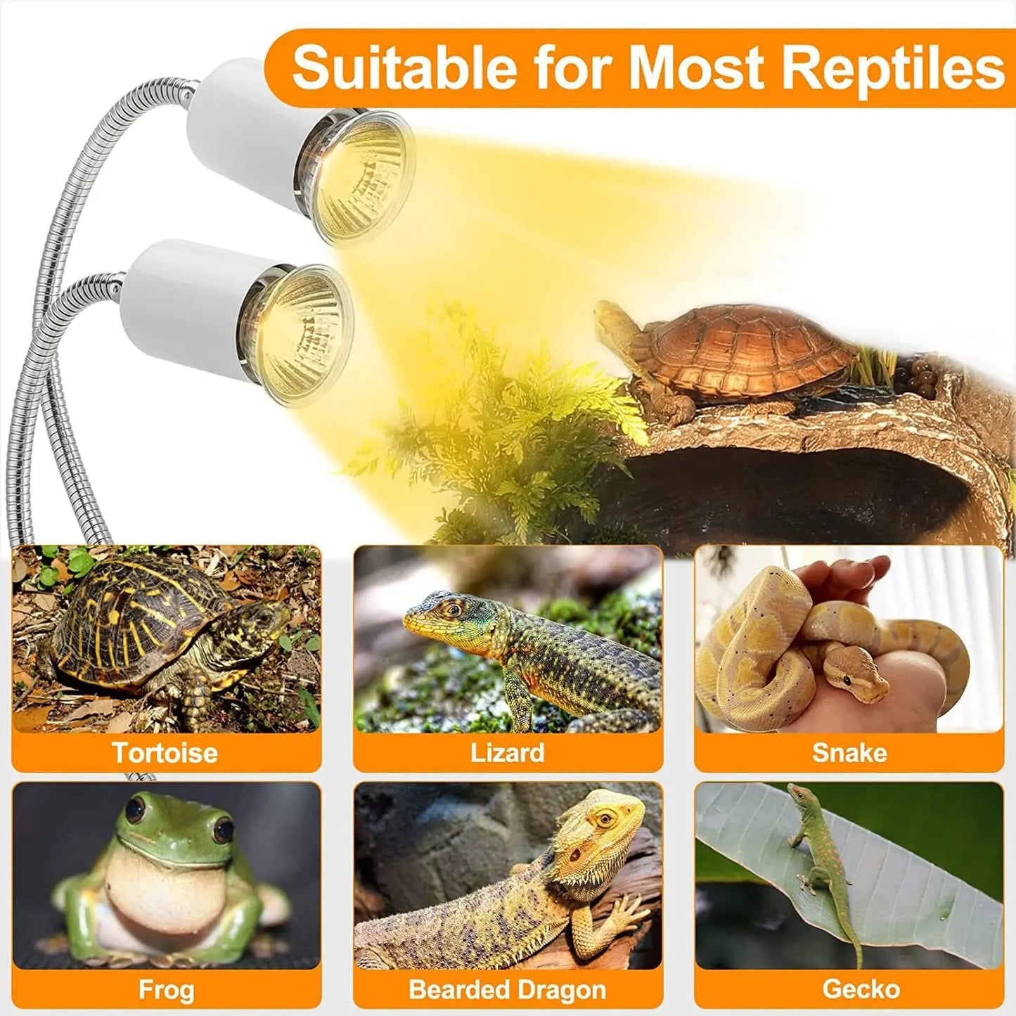Wholesale Bulk 25/50/75W UVB Reptile Lamp Bulb Tortoise Basking UV E27 Bulbs Amphibians Pet Snake Lizard Heating Sunlamp Calcium Supplement - Furbury